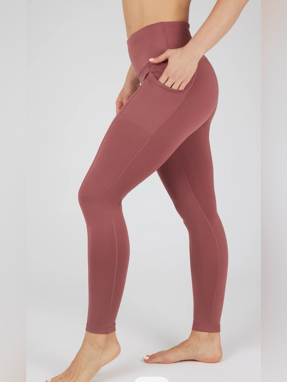 90 Degree High-Waist Pocket Leggings in Dusty Rose